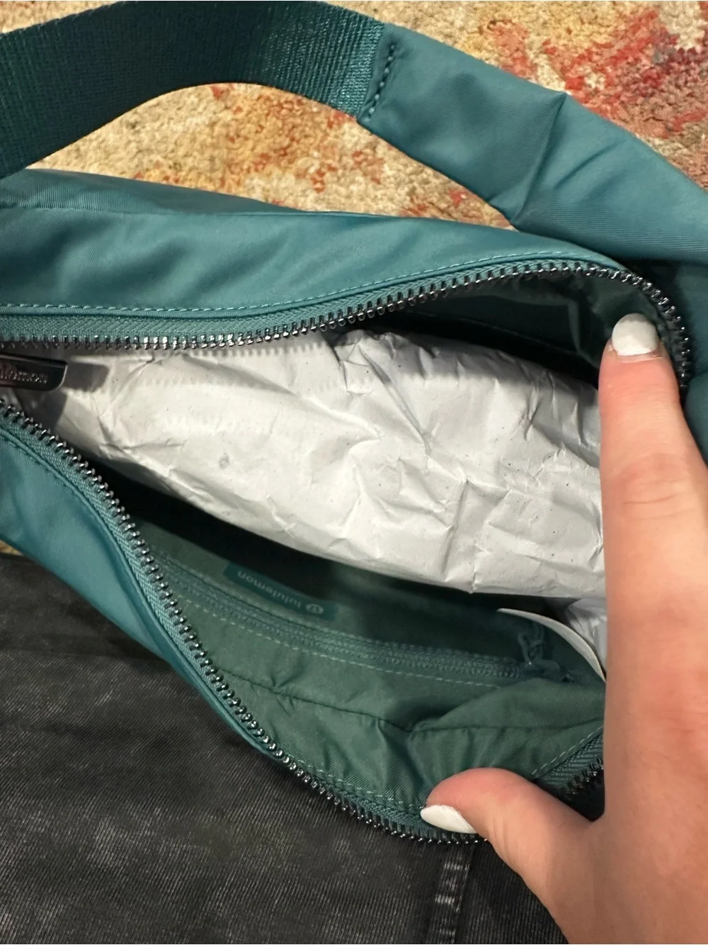 Lululemon City Essentials Shoulder Bag in teal, O/S